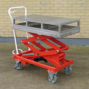 ATEX Mobile scissor table with raised lid